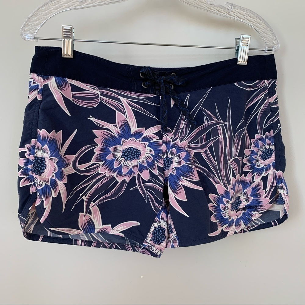 Patagonia Navy Blue Floral Board Shorts Size 6